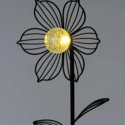 Intratuin Solar Gartenstecker Lotus schwarz 23 x 11,5 x 101 cm| Gartenstecker|Solar Gartenleuchten