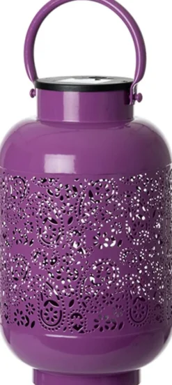 Intratuin Solar Laterne London lila D 16 H 27,5 cm| Solar Gartenleuchten|Tischleuchten