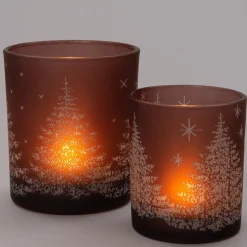 Intratuin Teelichthalter Mat Tannenbaum braun D 7 H 8 cm| Teelichthalter