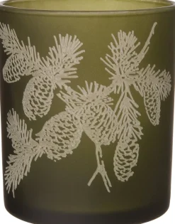 Intratuin Teelichthalter Mat Tannenzweig grün D 7 H 8 cm| Teelichthalter