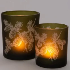 Intratuin Teelichthalter Mat Tannenzweig grün D 7 H 8 cm| Teelichthalter