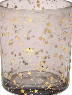 Intratuin Teelichthalter mit Sterne D 7 H 8 cm silber| Teelichthalter