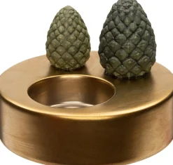 Intratuin Teelichthalter Tannenzapfen gold D 12 H 9,5 cm| Teelichthalter