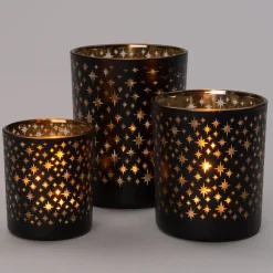 Intratuin Teelichthalter Stern Marijne schwarz D 8,8 H 10 cm| Teelichthalter