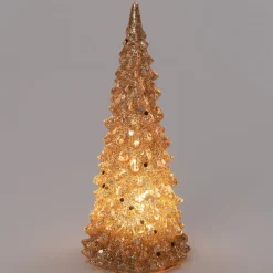 Intratuin Tischleuchte Weihnachtsbaum gold mit 1 LED warmweiß 7,5 x 7,5 x 17 cm| Weihnachtsfiguren & -Objekte