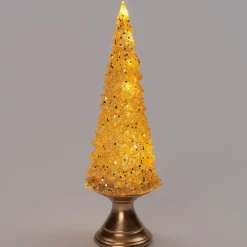 Intratuin Tischleuchte Weihnachtsbaum gold warmweiß 9,5 x 9,8 x 28 cm| Weihnachtsfiguren & -Objekte