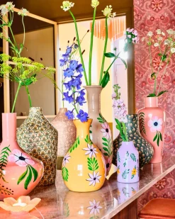 Intratuin Vase Shain beige/grün D 14 H 38 cm| Vasen & Krüge|Blumentöpfe & Pflanzgefäße