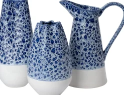 Intratuin Vase Tuva blau / weiß D 13,5 H 34 cm| Vasen & Krüge|Blumentöpfe & Pflanzgefäße