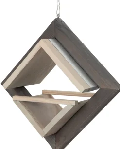 Intratuin Vogelfutterhaus Kubus grau 39 x 19 x 39 cm| Vogelfutterhäuser|Gartenvögel