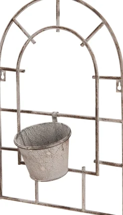 Intratuin Wandrahmen mit Topf grau 36 x 15 x 50 cm| Outdoor-Wanddeko|Wand-Blumentöpfe