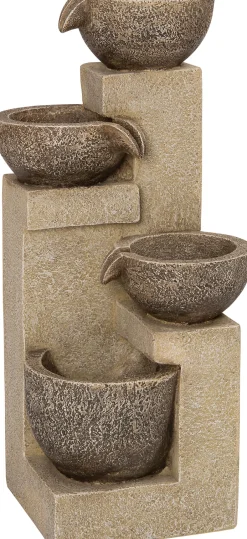 Intratuin Wasserspiel Tani beige / grau 25 x 25 x 55 cm| Gartenbrunnen & Wasserspiele