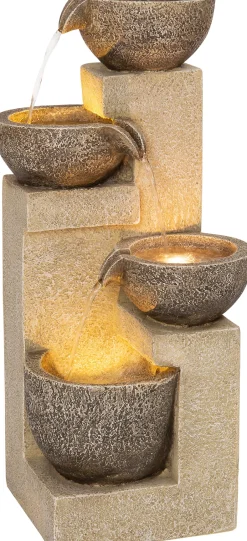 Intratuin Wasserspiel Tani beige / grau 25 x 25 x 55 cm| Gartenbrunnen & Wasserspiele
