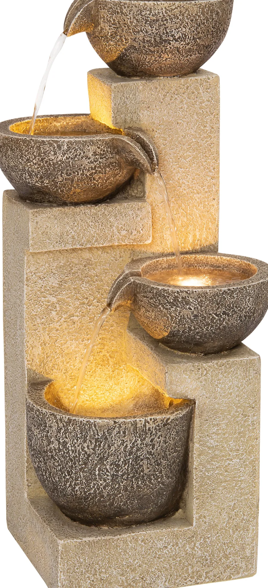 Intratuin Wasserspiel Tani beige / grau 25 x 25 x 55 cm| Gartenbrunnen & Wasserspiele