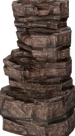 Intratuin Wasserspiel Thor mit LED-Beleuchtung grau 46 x 36 x 77,5 cm| Gartenbrunnen & Wasserspiele