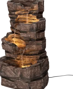 Intratuin Wasserspiel Thor mit LED-Beleuchtung grau 46 x 36 x 77,5 cm| Gartenbrunnen & Wasserspiele