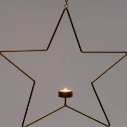 Intratuin Weihnachtsbaumschmuck Stern Maurice gold 29,5 x 4,5 x 29,5 cm| Teelichthalter|Weihnachtsdeko Zum Aufhängen