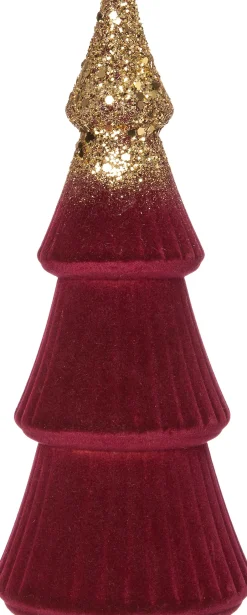 Intratuin Weihnachtsdeko Baum Samt rot D 9 H 24 cm| Weihnachtsfiguren & -Objekte