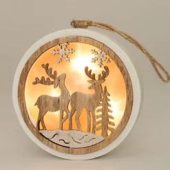 Intratuin Weihnachtsdeko Hirsche 12 x 2 x 12 cm mit LED Beleuchtung extra warm| Weihnachtsdeko Zum Aufhängen