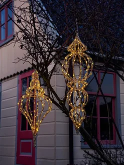 Intratuin Weihnachtsdeko Sem gold mit Beleuchtung D 26 H 81 cm| Weihnachtsdeko Zum Aufhängen