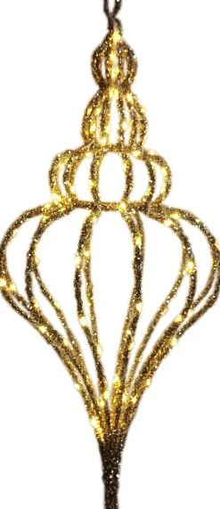 Intratuin Weihnachtsdeko Sem gold mit Beleuchtung D 28 H 62 cm| Weihnachtsdeko Zum Aufhängen