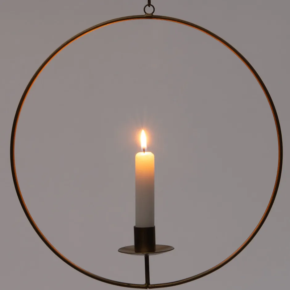 Intratuin Weihnachtsdeko Kerzenständer Tommy gold 38,5 x 6,5 x 38,5 cm| Kerzenständer|Weihnachtsdeko Zum Aufhängen