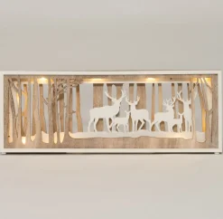 Intratuin Weihnachtsdeko Hirsche natur / weiß 38 x 4 x 14 cm mit 10 LEDs warmweiß| Weihnachtsfiguren & -Objekte