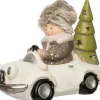 Intratuin Weihnachtsdeko Mädchen in Auto weiß / creme LED 20,5 x 11 x 16 cm| Weihnachtsfiguren & -Objekte