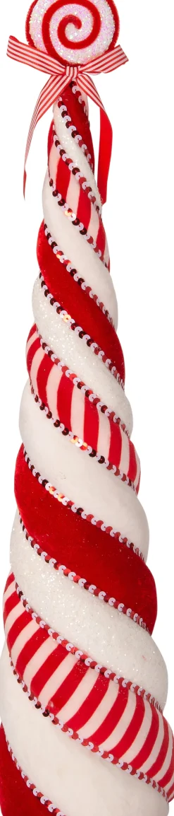 Intratuin Weihnachtsdeko Candyline Süßigkeiten rot / weiß 14 x 14 x 65 cm| Weihnachtsfiguren & -Objekte