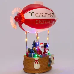 Intratuin Weihnachtsdorf Miniatur-Zeppelin mit Weihnachtsmann 23 x 12 x 18 cm| Weihnachtsdorf Figuren & Objekte