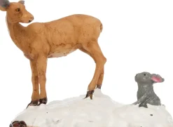 Intratuin Weihnachtsdorf Figur Reh mit Kaninchen 6,5 x 3,5 x 5 cm| Weihnachtsdorf Figuren & Objekte