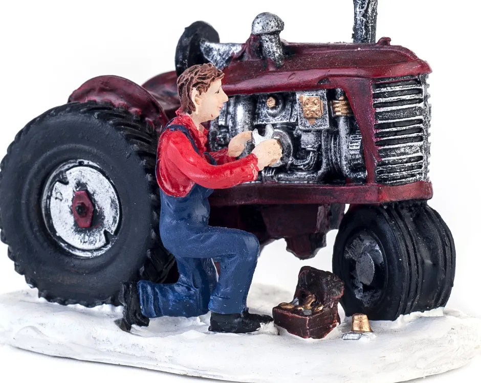 Intratuin Weihnachtsdorf Figur Mann mit Traktor 9 x 6 x 6 cm| Weihnachtsdorf Figuren & Objekte