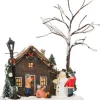 Intratuin Weihnachtsdorf Miniatur-Haus mit Baum 14 x 13,5 x 19 cm| Weihnachtshäuschen