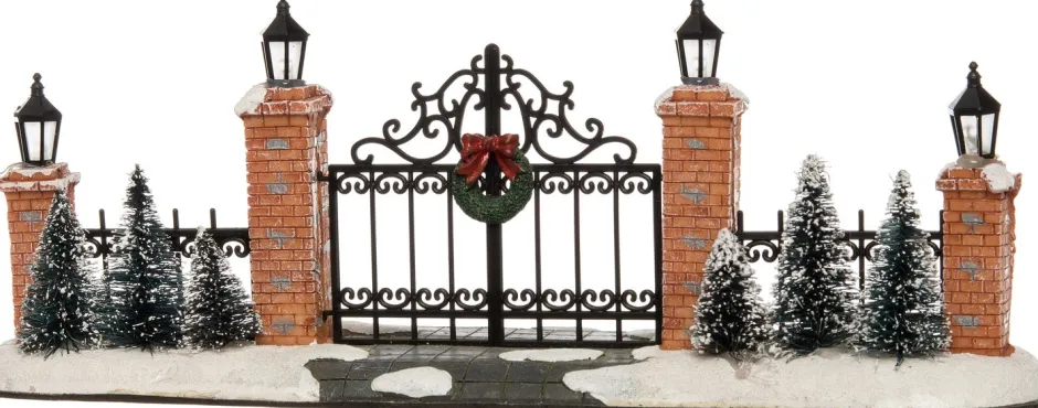 Intratuin Weihnachtsdorf Deko-Portal mit Kranz 24,5 x 6,5 x 8,5 cm| Weihnachtsdorf Figuren & Objekte