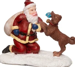 Intratuin Weihnachtsdorf Figur Weihnachtsmann mit Hund 6 x 3 x 5 cm| Weihnachtsdorf Figuren & Objekte