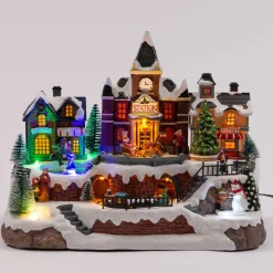 Intratuin Weihnachtsdorf Miniatur-Bahnhof 35,5 x 20,5 x 27 cm| Weihnachtshäuschen