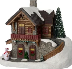 Intratuin Weihnachtsdorf Miniatur Waldhütte auf Berg 20 x 14 x 17 cm| Weihnachtshäuschen