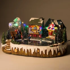 Intratuin Weihnachtsdorf mit Schlittschuhbahn 32 x 23 x 17 cm| Weihnachtshäuschen