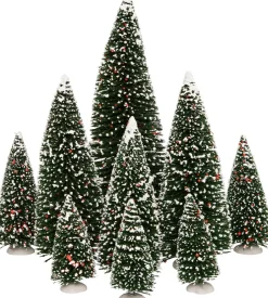 Intratuin Weihnachtsdorf Deko-Tannenbäume mit Schnee 9 St.| Weihnachtsdorf Figuren & Objekte