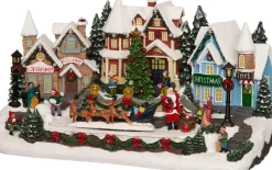 Intratuin Weihnachtsdorf Miniatur mit Rentierschlitten 44 x 25,5 x 23 cm| Weihnachtshäuschen