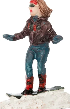 Intratuin Weihnachtsdorf Figur Mädchen mit Snowboard 4 x 2,5 x 6 cm| Weihnachtsdorf Figuren & Objekte