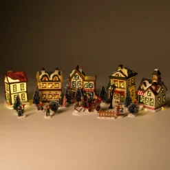 Intratuin Weihnachtsdorf-Set Winterdorf mit LED Beleuchtung 24-teilig| Weihnachtsdorf Figuren & Objekte|Weihnachtsdorf Sets