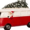 Intratuin Weihnachtsfigur Deko-Weihnachtsmann in im VW-Bus Bulli rot 15,5 x 7 x 10 cm| Weihnachtsfiguren & -Objekte
