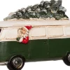 Intratuin Weihnachtsfigur Deko-Weihnachtsmann in im VW-Bus Bulli grün 15,5 x 7 x 10 cm| Weihnachtsfiguren & -Objekte