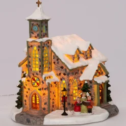 Intratuin Weihnachtshäuschen Kirche mit Chor 24 x 14 x 24,5 cm| Weihnachtshäuschen