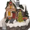 Intratuin Weihnachtshäuschen mit Wasserfall und Weihnachtsbaum 16 x 12,5 x 16 cm| Weihnachtshäuschen
