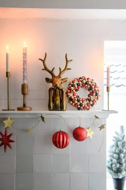 Intratuin Weihnachtskranz Trevi rot / grün / gold D 25 H 6 cm| Weihnachtskränze