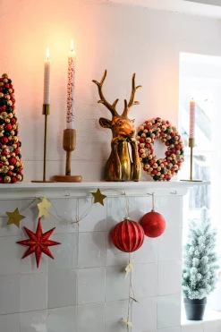 Intratuin Weihnachtskranz Trevi rot / grün / gold D 25 H 6 cm| Weihnachtskränze