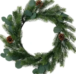 Intratuin Weihnachtskranz Tannenzapfen mit 30 Lampen warmweiß D 45 H 10 cm| Weihnachtskränze