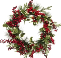 Intratuin Weihnachtskranz rot Stechpalme und Beeren D 50 cm| Weihnachtskränze