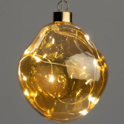 Intratuin Weihnachtskugel Avoca halbtransparent orange mit Beleuchtung D 10 cm| Weihnachtsdeko Zum Aufhängen